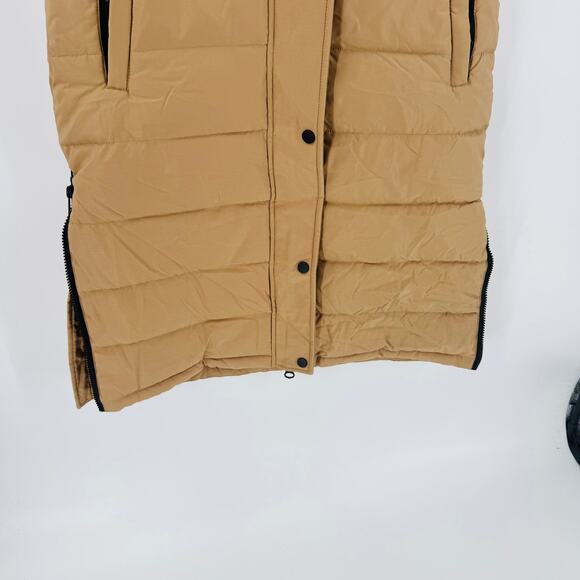 Zyia Active Long Puffer Vest Tan Quilted Zip Front Size XS Athleisure Layering - Picture 4 of 10